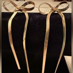 NEW Gold Ribbon Dangle Earrings